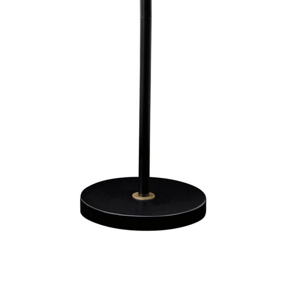 58 Inch Classic Metal Floor Lamp, Adjustable Shade Height, Gold, Black - BM283118