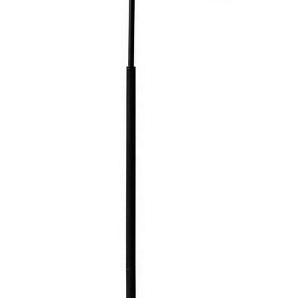 63 Inch Modern Metal Floor Lamp, Frosted Glass Globe Shade, Black, White - BM283119