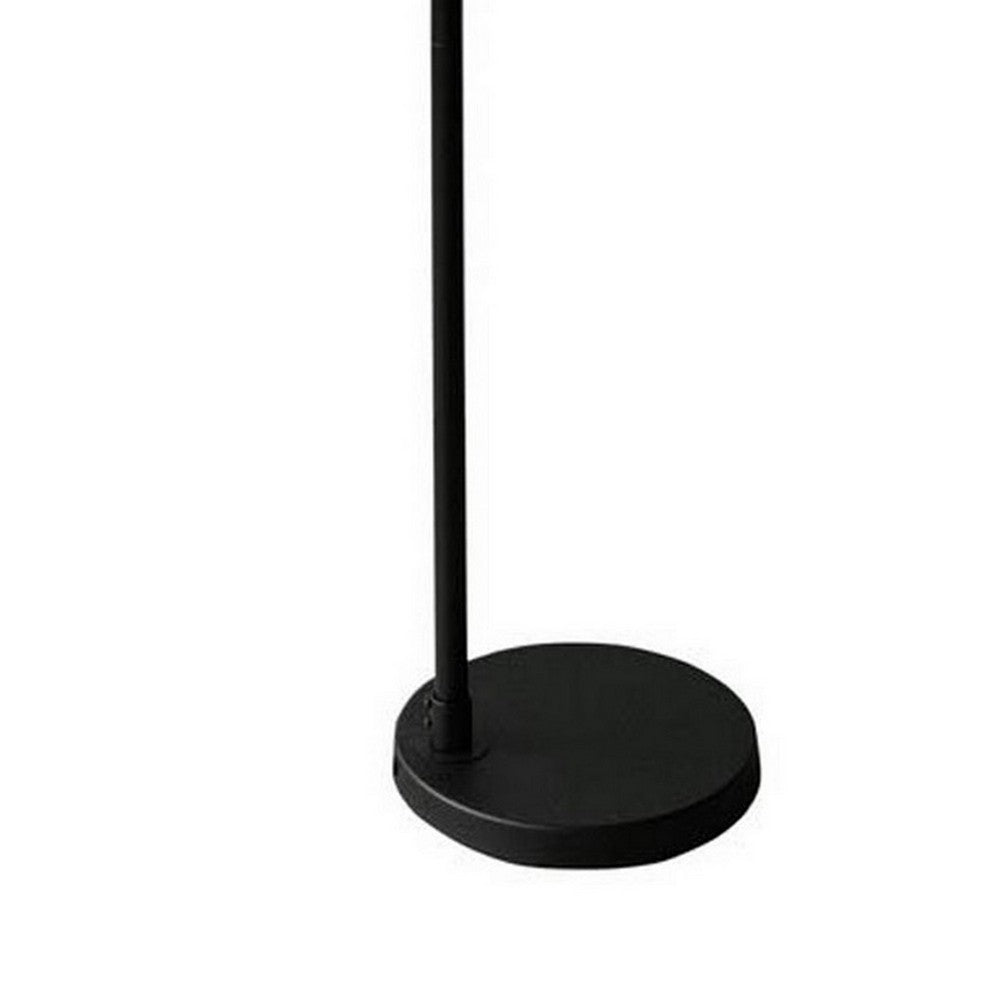 63 Inch Modern Metal Floor Lamp, Frosted Glass Globe Shade, Black, White - BM283119