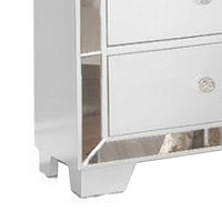 Eli 23 Inch Modern Wood Nightstand, 2 Drawers, Mirrored Edges, Clean White - BM283145