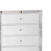 Eli 46 Inch Modern Wood Tall Dresser Chest, 5 Drawers, Mirrored, White - BM283147