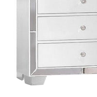 Eli 46 Inch Modern Wood Tall Dresser Chest, 5 Drawers, Mirrored, White - BM283147