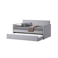 Modern Twin Daybed with Trundle, Nailhead Trim Backing, Soft Gray Velvet - BM283162