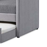 Modern Twin Daybed with Trundle, Nailhead Trim Backing, Soft Gray Velvet - BM283162