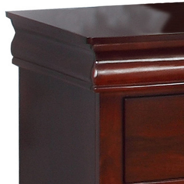 Liam 23 Inch 2 Drawer Wood Nightstand, Antique Drop Handles, Cherry Brown - BM283192