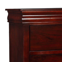 Liam 48 Inch 5 Drawer Wood Tall Dresser Chest, Molded Trim, Cherry Brown - BM283194