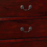 Liam 48 Inch 5 Drawer Wood Tall Dresser Chest, Molded Trim, Cherry Brown - BM283194