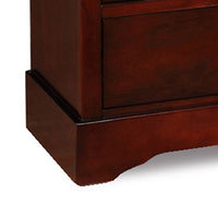 Liam 48 Inch 5 Drawer Wood Tall Dresser Chest, Molded Trim, Cherry Brown - BM283194