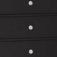 Eli 46 Inch Deluxe 5 Drawer Tall Dresser Chest, Mirrored Trim, Wood, Black - BM283201