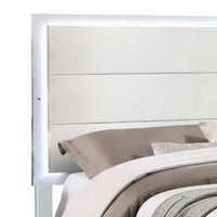 Vin Modern Queen Size Bed, Panel Headboard, LED Light, Crisp White Finish - BM283225