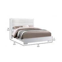 Vin Modern Queen Size Bed, Panel Headboard, LED Light, Crisp White Finish - BM283225