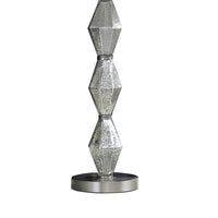 Ruth 30 Inch Accent Table Lamp, Glass Diamond Pedestal Base, White, Silver - BM283265