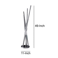 49 Inch Floor Lamp, Five Lighting Rods, Strong Metal Base, Silver, Chrome - BM283274