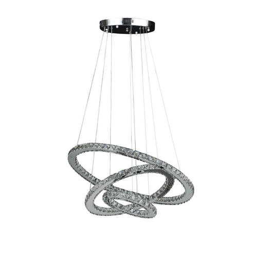 12-47 Inch Adjustable Chandelier, Offset Circle Design Silver Chrome Finish - BM283276