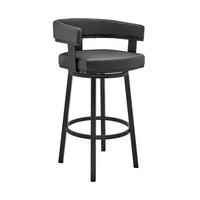 Jack 26 Inch Counter Height Bar Stool, Swivel Chair, Faux Leather, Black - BM283284