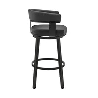 Jack 26 Inch Counter Height Bar Stool, Swivel Chair, Faux Leather, Black - BM283284