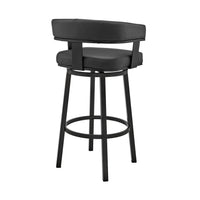 Jack 26 Inch Counter Height Bar Stool, Swivel Chair, Faux Leather, Black - BM283284