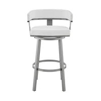 Jack 26 Inch Counter Height Bar Stool, Swivel Chair, Faux Leather, White - BM283290