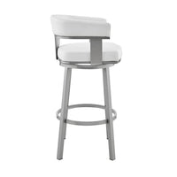 Jack 26 Inch Counter Height Bar Stool, Swivel Chair, Faux Leather, White - BM283290