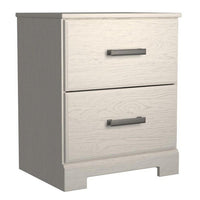 24 Inch Modern Rustic Composite Wood Nightstand, 2 Drawers, Oak White - BM283311