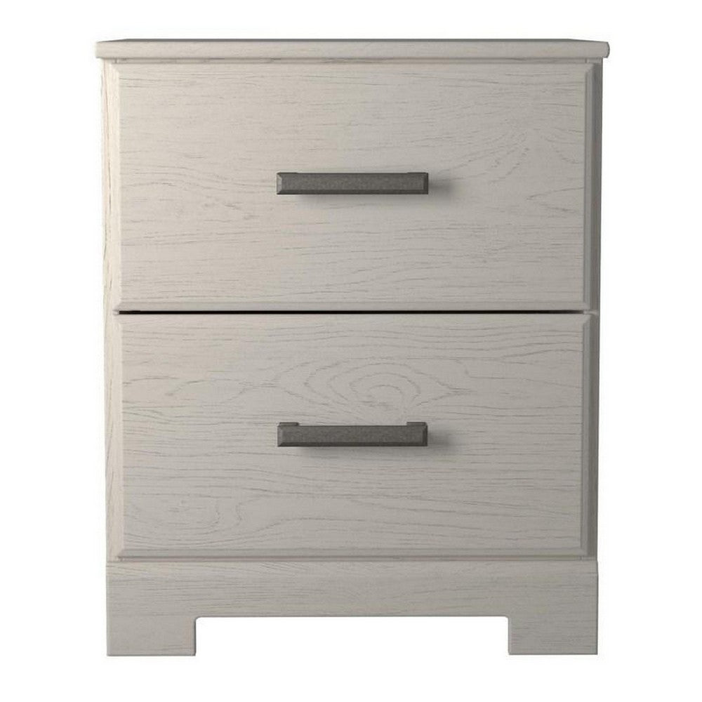 24 Inch Modern Rustic Composite Wood Nightstand, 2 Drawers, Oak White - BM283311