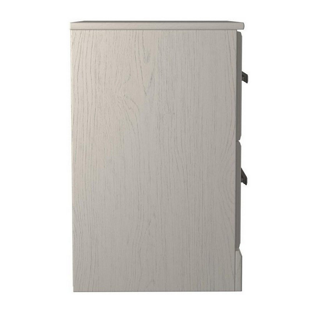 24 Inch Modern Rustic Composite Wood Nightstand, 2 Drawers, Oak White - BM283311