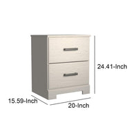 24 Inch Modern Rustic Composite Wood Nightstand, 2 Drawers, Oak White - BM283311