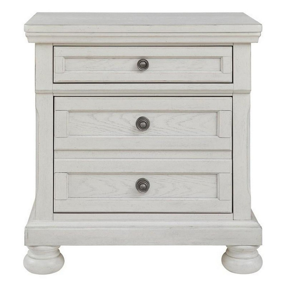 Julia 30 Inch Casual Nightstand, Wood, 2 Drawers, Pull Out Tray, White - BM283314