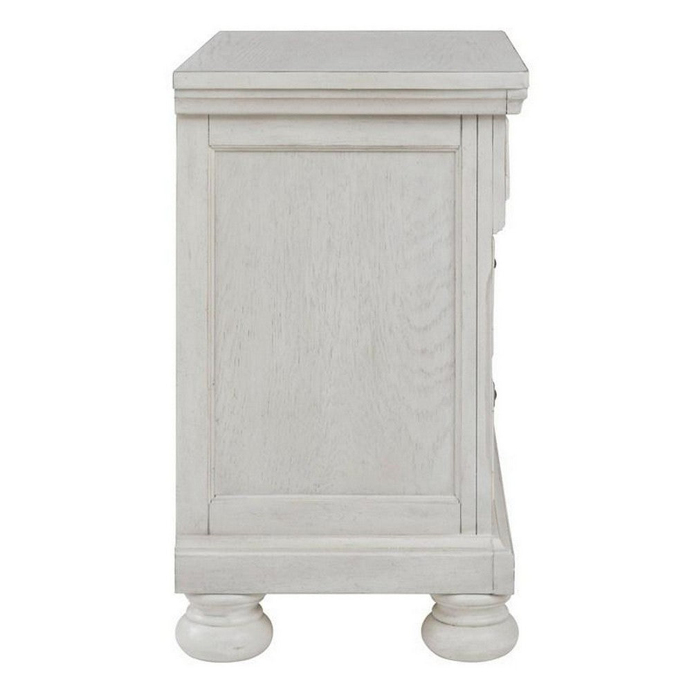 Julia 30 Inch Casual Nightstand, Wood, 2 Drawers, Pull Out Tray, White - BM283314