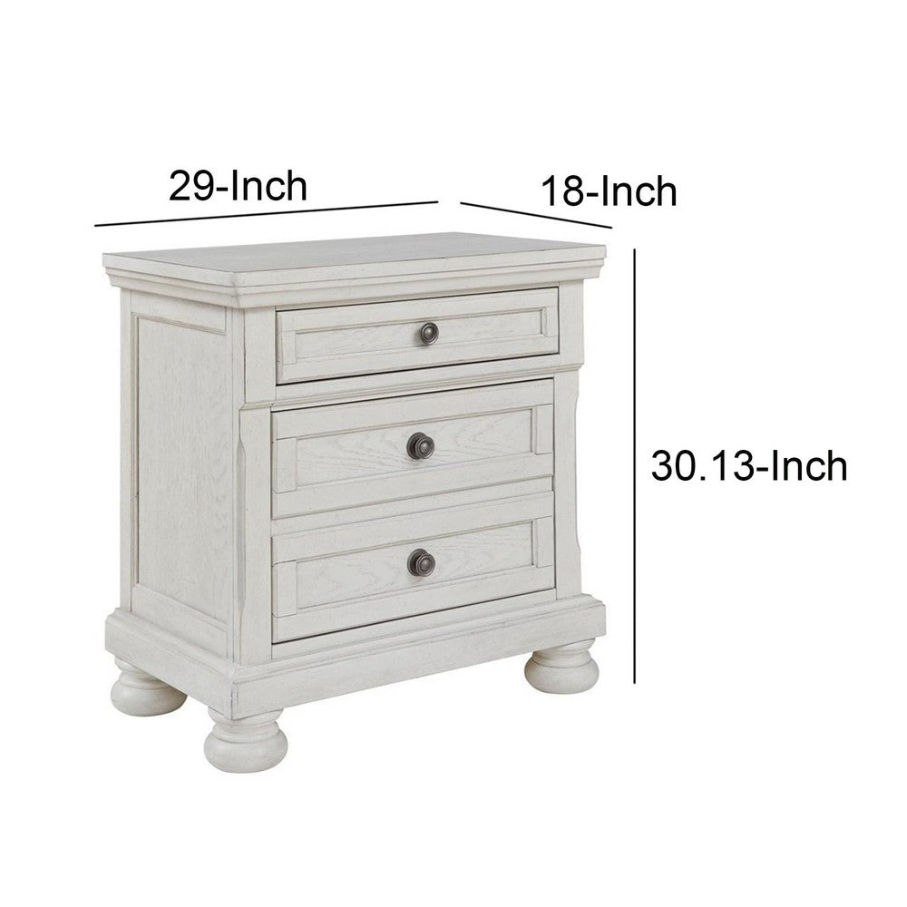 Julia 30 Inch Casual Nightstand, Wood, 2 Drawers, Pull Out Tray, White - BM283314