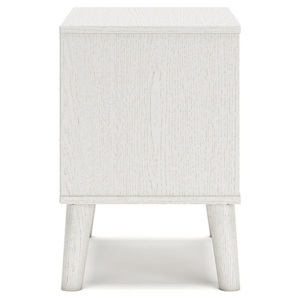 Luna 22 Inch Wood Nightstand, 1 Drawer, Faux Leather Knobs, White Finish - BM283315