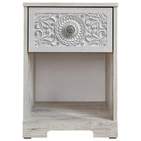 Nate 22 Inch Classic Nightstand, 1 Compartment, 1 Drawer, Antique White - BM283320