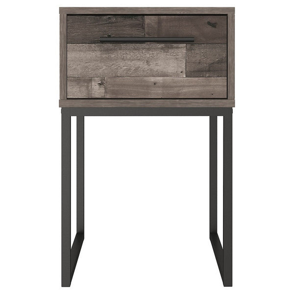 Grace 20 Inch Modern Nightstand, Metal Base and Handle, Open Shelf, Gray - BM283322