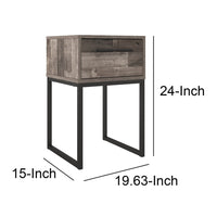 Grace 20 Inch Modern Nightstand, Metal Base and Handle, Open Shelf, Gray - BM283322