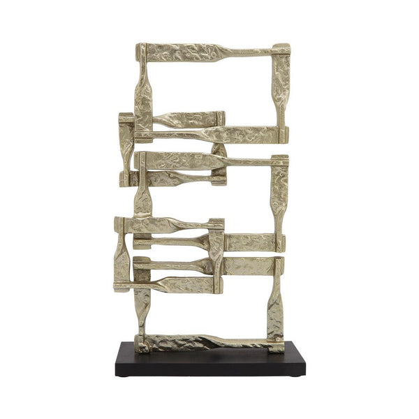 Jodie 23 Inch Metal Modern Accent Decor, Stacked Squares, Block Base, Gold - BM283752