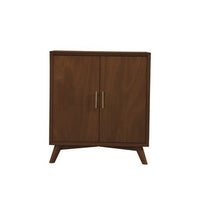 Ian 36 Inch 2 Door Bar Cabinet, Mahogany Wood, Wine Rack, Walnut Brown - BM283833