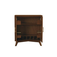 Ian 36 Inch 2 Door Bar Cabinet, Mahogany Wood, Wine Rack, Walnut Brown - BM283833