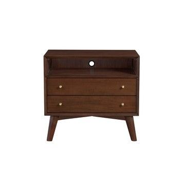 Ian 28 Inch 2 Drawer Nightstand, Open Cubby, Mahogany Wood, Walnut Brown - BM283835