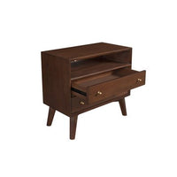 Ian 28 Inch 2 Drawer Nightstand, Open Cubby, Mahogany Wood, Walnut Brown - BM283835