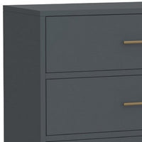 Max 36 Inch 3 Drawer Small Dresser Chest, Brass Metal Frame, Slate Gray - BM283860