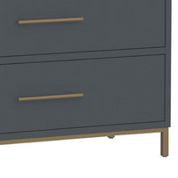 Max 36 Inch 3 Drawer Small Dresser Chest, Brass Metal Frame, Slate Gray - BM283860