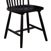 Ray 18 Inch Dining Side Chair, Rubberwood, Windsor Back, Set of 2, Black - BM283868