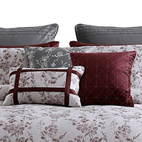 Sofia 10 Piece Polyester King Comforter Set, Orchid Flower Print, Red White - BM283870