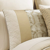 Elia 10 Piece King Polyester Comforter Set, Lattice Pattern, Cream, Gold - BM283881