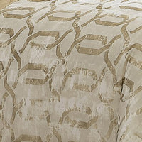 Elia 10 Piece King Polyester Comforter Set, Lattice Pattern, Cream, Gold - BM283881