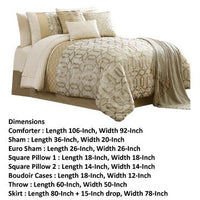 Elia 10 Piece King Polyester Comforter Set, Lattice Pattern, Cream, Gold - BM283881