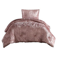 Jay 2 Piece Twin Comforter Set, Polyester Velvet, Deluxe Texture, Pink - BM283887