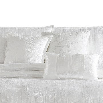 Jay 7 Piece Queen Comforter Set, White Polyester Velvet Deluxe Texture - BM283890