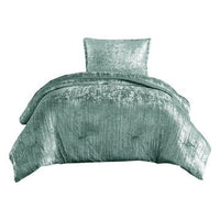 Jay 2 Piece Twin Comforter Set, Polyester Velvet Deluxe Texture, Green - BM283892