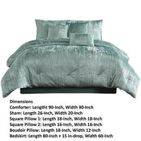 Jay 7 Piece Queen Comforter Set, Green Polyester Velvet Deluxe Texture - BM283893